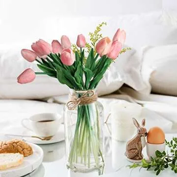 C APPOK 30pcs Artificial Tulips - Real Touch Faux Flowers