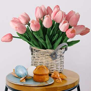 C APPOK 30pcs Artificial Tulips - Real Touch Faux Flowers