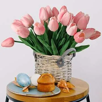 C APPOK 30pcs Artificial Tulips - Real Touch Faux Flowers