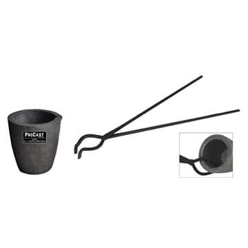 No 3-4 Kg Clay Graphite Foundry Crucible Kit w/ 19" Hinge-Style Foundry Crucible Tongs Gold Silver M...