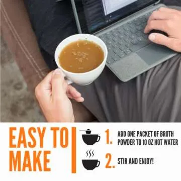 LonoLife Low Sodium Beef Bone Broth Powder Mix | Grass-Fed, 10g Protein | Collagen-Rich, Keto & Paleo Friendly | Natural Ingredients | 10 Portable Stick Pack Servings