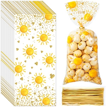 100 Pcs Boho Candy Bags Groovy Hippie Boho Treat Bags Boho Sun Party Favor Supplies Bag with 100 Pie...