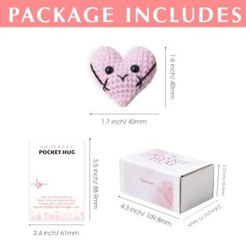Miarita Crochet Heart Gift, Pocket Hug Token - Pack 2 for Long Distance Couples, Valentine Gift, Mea...