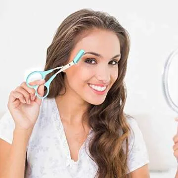 Nylea Eyebrow Trimmer with Razors, Eyebrow Scissors Comb for Women and Men, All-in-One Shaper Epilator Hair Remover, Multipurpose Exfoliating Dermaplaning Tool Razors Set-1 Pack