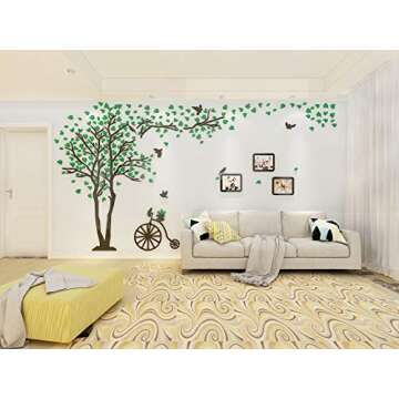 KINBEDY 3D Acrylic Black Tree Wall Stickers Photo Frames Family Tree Wall Decal Easy to Install &App...