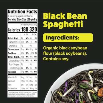 Explore Cuisine Organic Black Bean Spaghetti - Pack of 6 (8 oz) - Easy-to-Make Gluten Free Pasta - H...