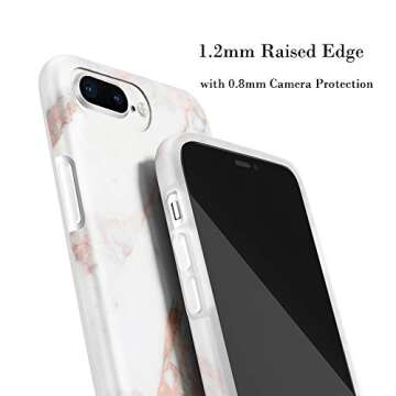 uCOLOR Rose Gold Marble Case Compatible with iPhone 8 Plus 7 Plus (5.5") 6S Plus 6 Plus Soft TPU Dual Layer Protective Cover Compatible for iPhone 7 Plus/8 Plus/6S Plus/6 Plus