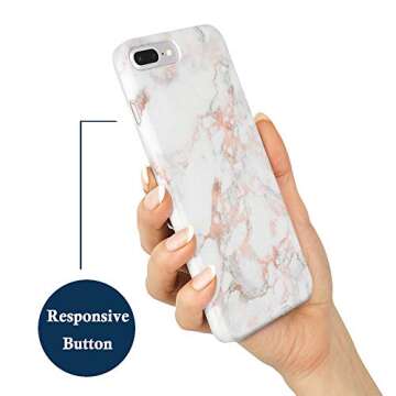 uCOLOR Rose Gold Marble Case Compatible with iPhone 8 Plus 7 Plus (5.5") 6S Plus 6 Plus Soft TPU Dual Layer Protective Cover Compatible for iPhone 7 Plus/8 Plus/6S Plus/6 Plus