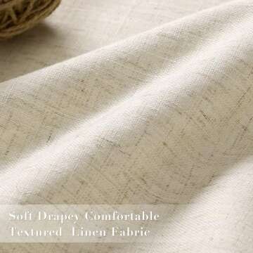 Joywell Beige 100% Blackout Linen Curtains 84 Inches Long, Rod Pocket,Back Tab,Hook Belt,Clip Rings, Darkening Thermal Insulated Burlap Drapes for Bedroom Living Room (2 Panels Set,52 x 84)
