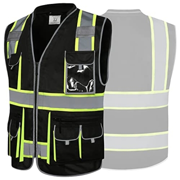JKSafety Hi-Vis Safety Vest with Cushioned Collar | 10 Pockets