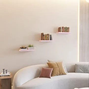 SAUMONIERES Floating Shelves Solid Wood Set of 3 Wall Shelf