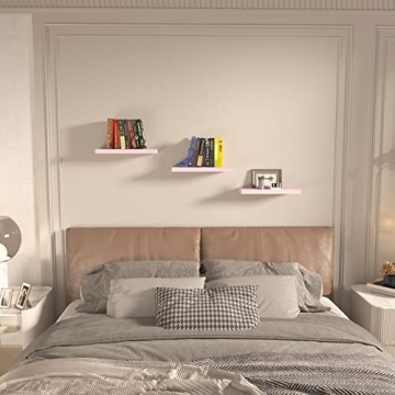 SAUMONIERES Floating Shelves Solid Wood Set of 3 Wall Shelf