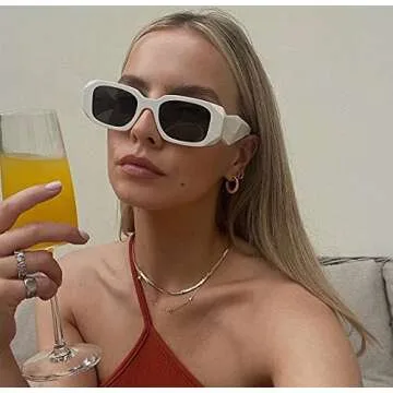 DUPER retro rectangle sunglasses men women 90's trendy irregular hexagon rectangular chunky wide sil...