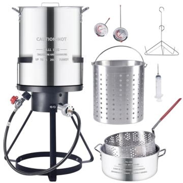 HOPERAN 54K BTU Propane Deep Fryer Kit - Dual Turkey & Fish Fryer for Outdoor Cooking