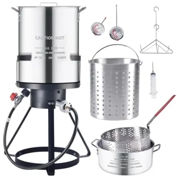 HOPERAN 54K BTU Propane Deep Fryer Kit - Dual Turkey & Fish Fryer for Outdoor Cooking