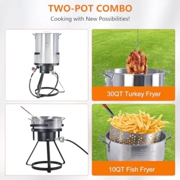 HOPERAN 54K BTU Propane Deep Fryer Kit Dual Turkey Fish Fryer