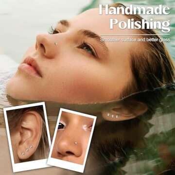 THUNARAZ 60pcs Stainless Steel Nose Studs Rings - Assorted Sizes for Everyday Wear