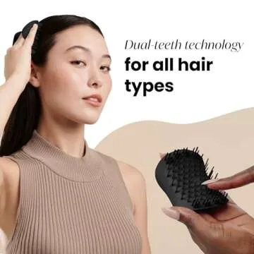 TANGLE TEEZER Scalp & Shampoo Hairbrush, to Exfoliate, Massage, and Cleanse, for All Hair Types, Onyx Black