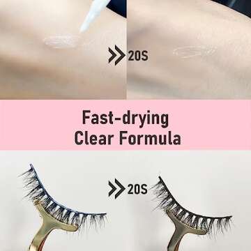 HSKIE Eyelash Glue Clear Lash Glue Strong Eyelash Glue for False Lashes Waterproof Eyelash Glue False Eyelashes Glue Sensitive Eyes Latex Free Lash Adhesive Glue 0.18 OZ Clear