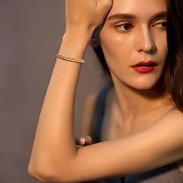 Tuewut Stainless Steel 8mm Cuban Link Bracelet for Men/Women/Boy,Silver/18K Gold Plated 7/8/9 inch Fashion HIP HOP Jewelry Bracelet for Gifts (Gold, 10 Inches)