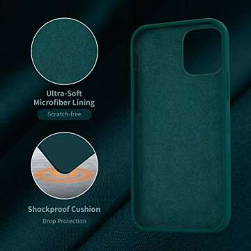 Cordking Designed for iPhone 12 Case, Designed for iPhone 12 Pro Case, Silicone Shockproof Phone Case with [Soft Anti-Scratch Microfiber Lining] 6.1 inch, Teal