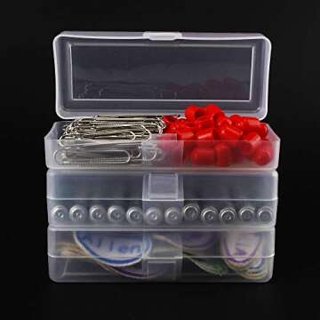airgoesin Small Clear Storage Box Container Desktop Organizer with Lid, 4.9 in x 2 in x 1.3 in for Keeping Small Parts, Coints, Screws, Q-Tip, Flossers, Ornaments, 3pcs/pk