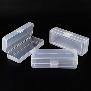 airgoesin Small Clear Storage Box Container Desktop Organizer with Lid, 4.9 in x 2 in x 1.3 in for Keeping Small Parts, Coints, Screws, Q-Tip, Flossers, Ornaments, 3pcs/pk