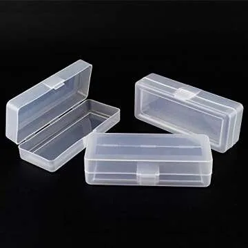 airgoesin Small Clear Storage Box Container Desktop Organizer with Lid, 4.9 in x 2 in x 1.3 in for Keeping Small Parts, Coints, Screws, Q-Tip, Flossers, Ornaments, 3pcs/pk