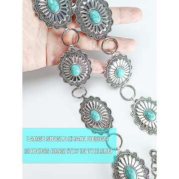 CiviLight Concho Chain Belt for Women Western Turquoise Belt Metal Waist Chain Belt with Buckle for ...