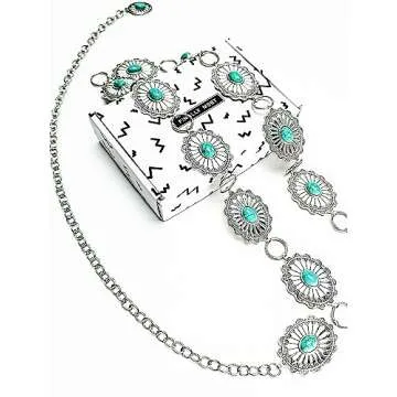 CiviLight Adjustable Turquoise Concho Chain Belt