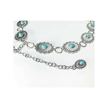 CiviLight Adjustable Turquoise Concho Chain Belt