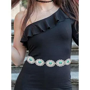 CiviLight Adjustable Turquoise Concho Chain Belt