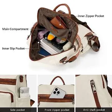 BOSTANTEN Womens Backpack Purse Leather Travel Backpack Fashion Designer Ladies Shoulder Bags with Wristlet