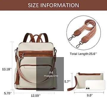 BOSTANTEN Womens Backpack Purse Leather Travel Backpack Fashion Designer Ladies Shoulder Bags with Wristlet