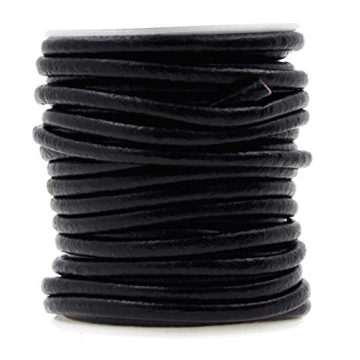 Mandala Crafts Round Cowhide Genuine Black Leather Cord for All Your Crafting Needs - 11 Yards of Ve...