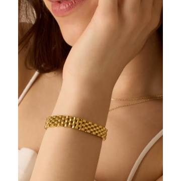 PAVOI Gold Plated Chunky Link Bracelet for Women 7 Inches