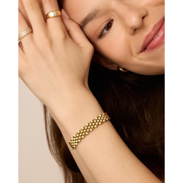 PAVOI Gold Plated Chunky Link Bracelet for Women 7 Inches