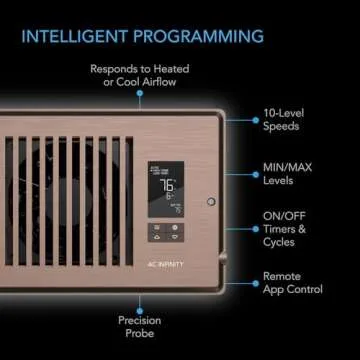 AC Infinity AIRTAP T4 Bronze, Register Booster Fan for 4” x 10” Register Holes, Improves Heating & Cooling Vents, Quiet 10-Speeds, Bluetooth App Control Data Alerts