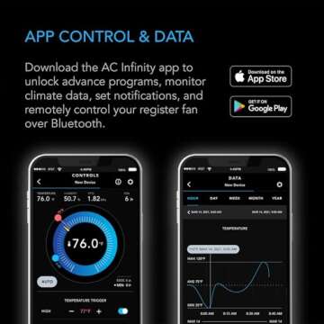 AC Infinity AIRTAP T4 Bronze, Register Booster Fan for 4” x 10” Register Holes, Improves Heating & Cooling Vents, Quiet 10-Speeds, Bluetooth App Control Data Alerts
