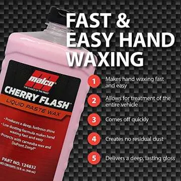 Malco Cherry Flash Automotive Liquid Paste Wax – Protect & Shine Your Vehicle/Easiest Way to Hand Wax Your Car/Lasting Gloss & Protection For Cars, Trucks, Boats and Motorcycles / 32 Oz. (124832)