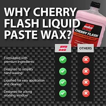 Malco Cherry Flash Automotive Liquid Paste Wax – Protect & Shine Your Vehicle/Easiest Way to Hand Wax Your Car/Lasting Gloss & Protection For Cars, Trucks, Boats and Motorcycles / 32 Oz. (124832)