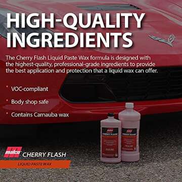 Malco Cherry Flash Automotive Liquid Paste Wax – Protect & Shine Your Vehicle/Easiest Way to Hand Wax Your Car/Lasting Gloss & Protection For Cars, Trucks, Boats and Motorcycles / 32 Oz. (124832)