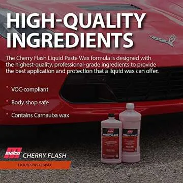 Malco Cherry Flash Automotive Liquid Paste Wax – Protect & Shine Your Vehicle/Easiest Way to Hand Wax Your Car/Lasting Gloss & Protection For Cars, Trucks, Boats and Motorcycles / 32 Oz. (124832)