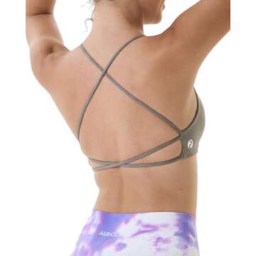 AUROLA Venus Sports Bras for Women Backless Strappy Workout Bra Removable Padded Low Support Gym Alt...