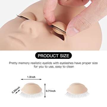 Pretty memory Lash Mannequin Head with 2 Pairs of Removable Practice Eyelids, Realistic Eyelash Mann...