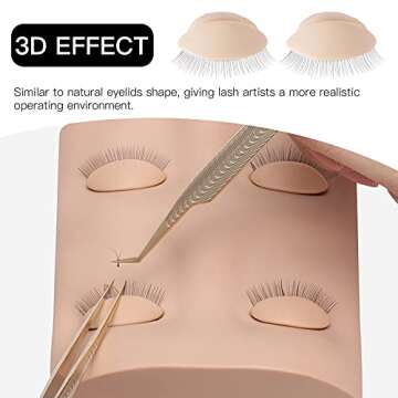 Pretty memory Lash Mannequin Head with 2 Pairs of Removable Practice Eyelids, Realistic Eyelash Mannequin Head, Soft-Touch Lash Extension Supplies for Practice
