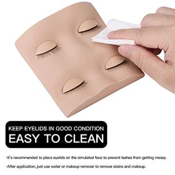 Pretty memory Lash Mannequin Head with 2 Pairs of Removable Practice Eyelids, Realistic Eyelash Mannequin Head, Soft-Touch Lash Extension Supplies for Practice