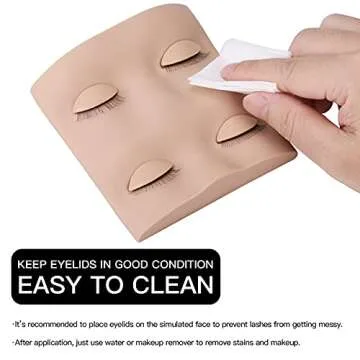 Pretty memory Lash Mannequin Head with 2 Pairs of Removable Practice Eyelids, Realistic Eyelash Mannequin Head, Soft-Touch Lash Extension Supplies for Practice