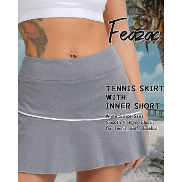 Feazac Women Tennis Skirt with Built-In Shorts and High Waist