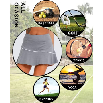 Feazac Women Tennis Skirt with Built-In Shorts and High Waist